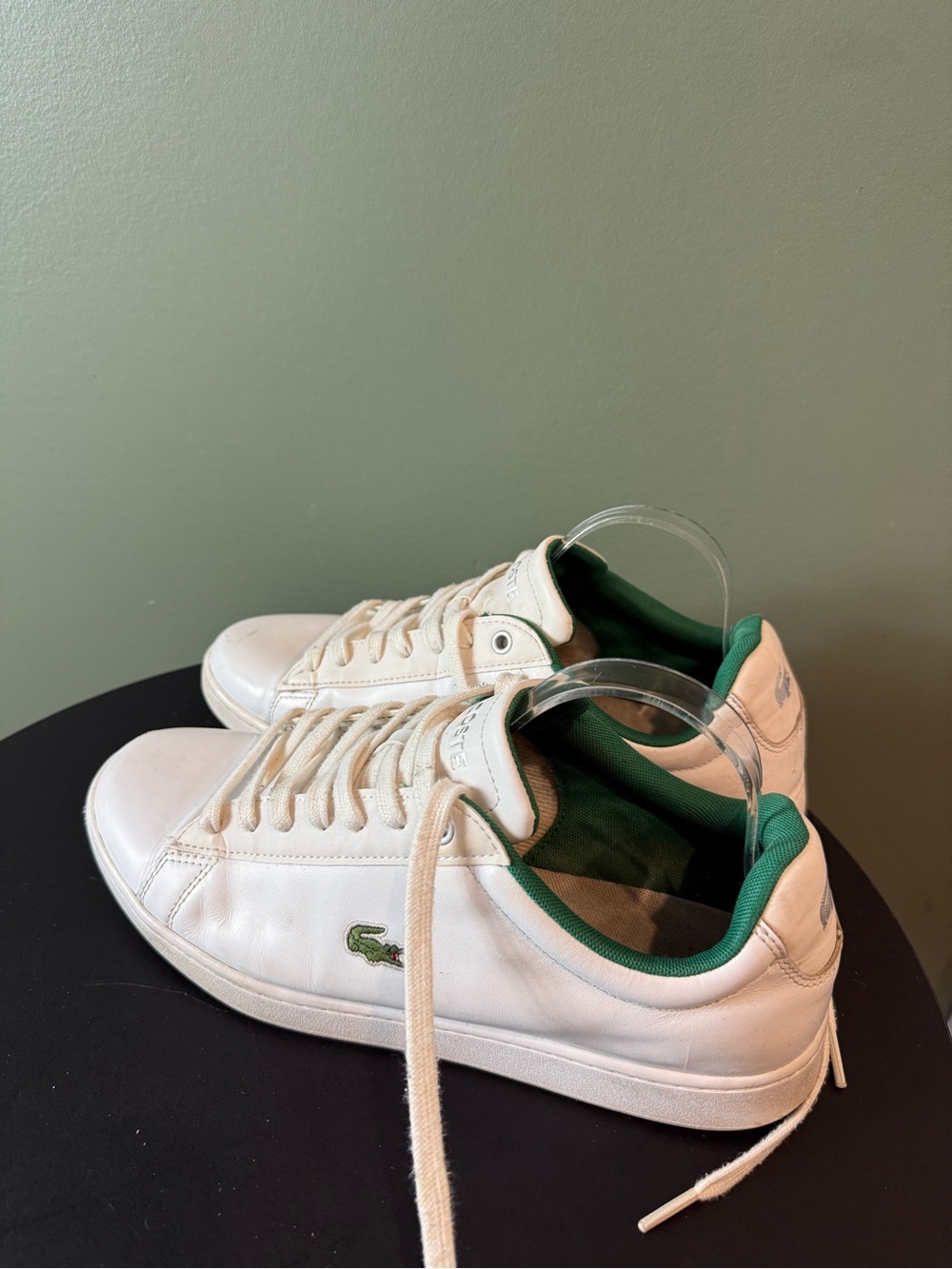 Lacoste White Sneakers with Green Inner Lining